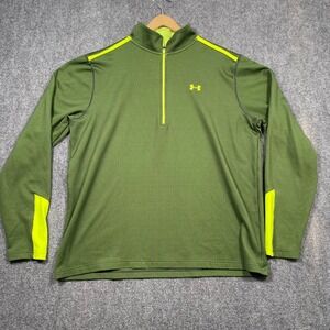 Under Armour Men's ColdGear Green Yellow Golf 1/4 Zip‎ Long Sleeve Pullover XL